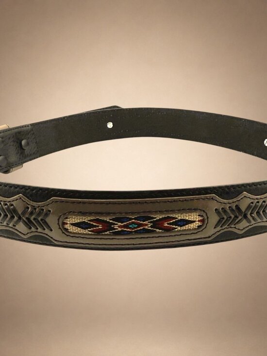 Vintage Western Leather Belt Womens M 34-36 Concho Southwest Black main image 9